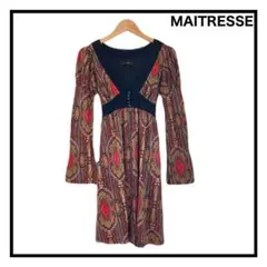 スコットクラブ　メドレーゼ　ミニワンピース　レディース　総柄　長袖　38