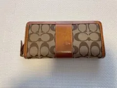 コーチ 長財布 ブラウン キャンバス/レザー
