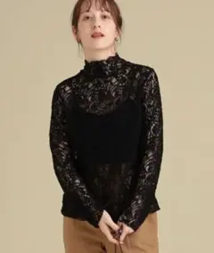 Ray BEAMS / キモウ レース ハイネック カットソーのサムネイル