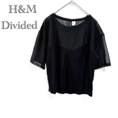 【H&M Divided】 半袖メッシュプルオーバー XS ブラック ショート丈のサムネイル
