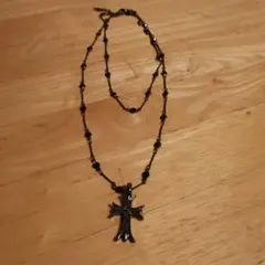 ブラック ロザリオ風　十字架ネックレス