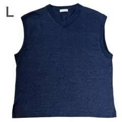 アーバンリサーチドアーズ メンズ リネン混 Ｖネック ニットベスト ネイビー Ｌ