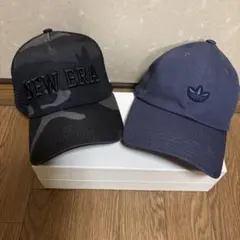 NEW ERA 迷彩キャップ & adidas キャップ 2点セット