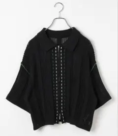 【新品】LEPSIM 柄編みポロ襟ZIPカーディガンのサムネイル