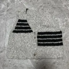 ストライプ柄 グレー ニットベスト g41