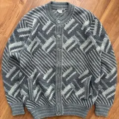 ユーロビンテージ ニットブルゾン カーディガン 総柄 古着