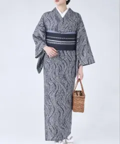 GEVS. デニム浴衣ブラックレース帯セット (浴衣3L～4L /帯3L～5L