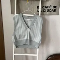 グレー Vネック ニットベスト Mサイズ