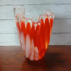 昭和レトロ　花瓶　フラワーベース　赤白