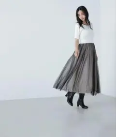 新品 未使用 タグ付き NBB ダブルチュールドッキングニットワンピース