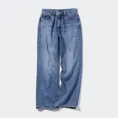 ユニクロ　ワイドストレートジーンズ　ブルー　22