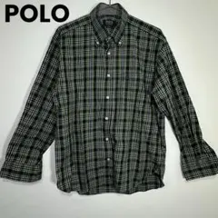 POLOポロ ボタンダウン長袖シャツ Lサイズ　チェックシャツ