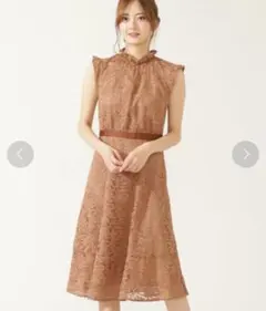 JILLSTUART レイシーミディドレス　ブラウン
