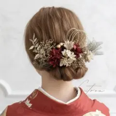 成人式　髪飾り　ヘッドドレス　卒業式　ウェディング　ドライフラワー　ヘッドパーツ