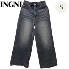 INGNI グリッターラメデニムワイドパンツ ラメ入りデニム 体型カバー Sのサムネイル