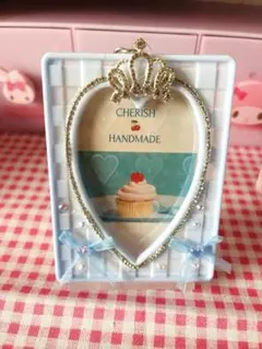 トレカキーホルダー 水色 リボン トレカケース