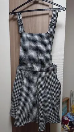 LOWRYSFARM 千鳥格子 エプロンワンピ