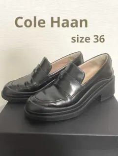 ブラックレザー厚底ローファー