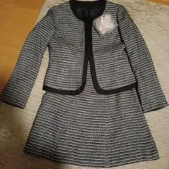 グレー ブラック ツイード スカートスーツ