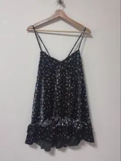 ［値下げ不可］ciaopanic黒 花柄 ベルベット キャミワンピース