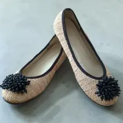 美品♡REGAL メッシュビーズモチーフフラットシューズ 春夏 通気性 22.5