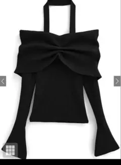 オフショルダー 黒 ニットトップス