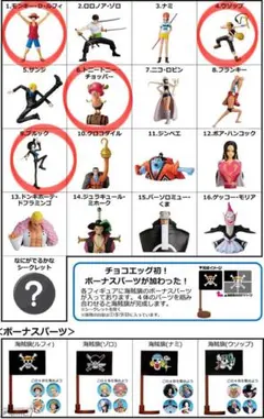 ONEPIECE チョコエッグ ルフィ・ウソップ・チョッパー・ブルック