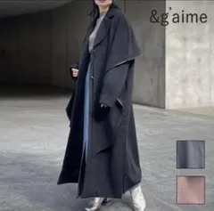 &g'aime ケープ風ロングコート チェスターコート　チャコールグレーのサムネイル