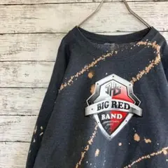 古着 ノーブランド スウェット ブリーチ加工 斬新デザイン 奇抜 グレー 灰