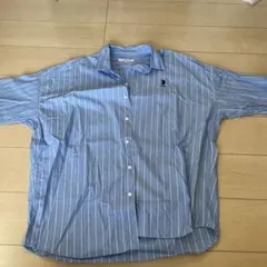 U.S. POLO ASSN. 半袖シャツ 青と白ストライプ