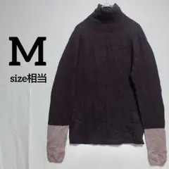 ブラウン タートルネックニット M 秋冬 レディース 古着 きれいめ ハイネック