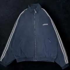 adidas 00's ナイロンブルゾン 中綿 3ライン ネイビー 古着 Y2K