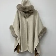 極美品 グレース フード付 フォックスファートリミングカシミヤ