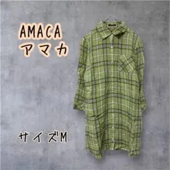 AMACA アマカ　リネン　ロング丈　長袖シャツ　38のサムネイル