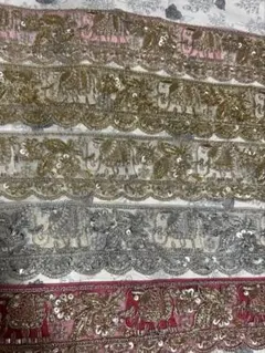 【おすすめ】インド刺繍リボン　50cm×5本セット