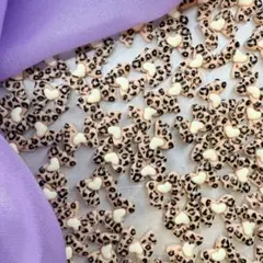 ヒョウ柄リボンネイルパーツ、デコパーツ20個セット