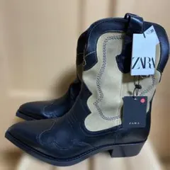 ZARA ウエスタンブーツ 黒とベージュ