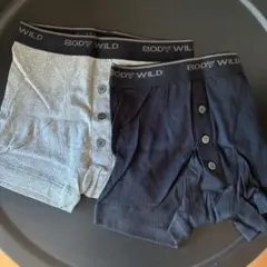 ボクサーパンツ BODY WILD ブラック/グレー 2枚セット 前開き M