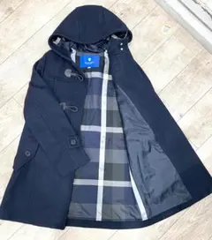 ブルーレーベル クレストブリッジ ダッフルコート メガチェック ネイビー 38