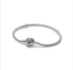 Pandora シルバー ハート型チャーム ブレスレットsize:-18cm