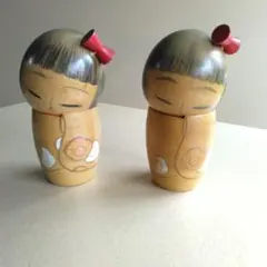 最高峰 創作こけし 2体セット 梅の香 昭和レトロ 工芸品 近代こけし