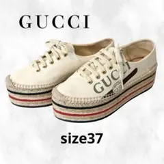 【美品】GUCCI　ヴィンテージロゴ　エスパドリーユ 厚底 スニーカーのサムネイル