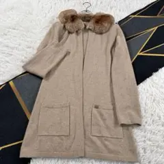 FOXEY カシミヤ100 カーディガン 本毛皮 XL ベージュ AA412