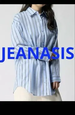 JEANASIS ジーナシス ストライプBIGシャツ ブルー FREEのサムネイル