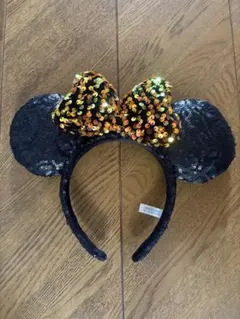 ミッキーマウスカチューシャ 黒とオレンジ