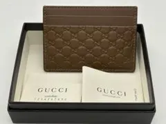 GUCCI ブラウンレザー カードケース　本物　刻印　Italy 箱あり