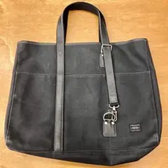 【廃盤品・未使用】 PORTER トートバッグ 黒 キャンバス×レザー A3対応
