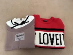 By Love It 130サイズ、赤ニットセーター、トップス　冬服