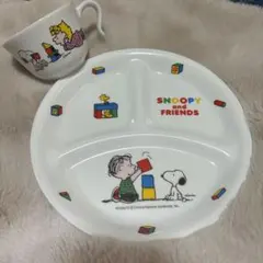 スヌーピー お子様プレート 3つ仕切り＆コップ＆スプーン・フォークセット