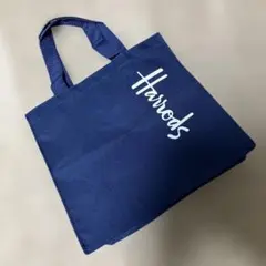 新品⭐︎三越 Harrodsハロッズ トートバッグノベルティ紺　底板　内ポケット